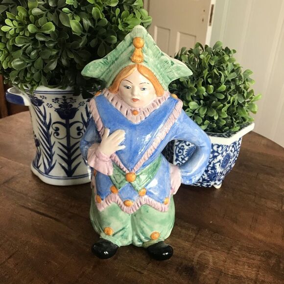 VIETRI Italy figural pitcher female jester colorful whimsical figure - Picture 1 of 4